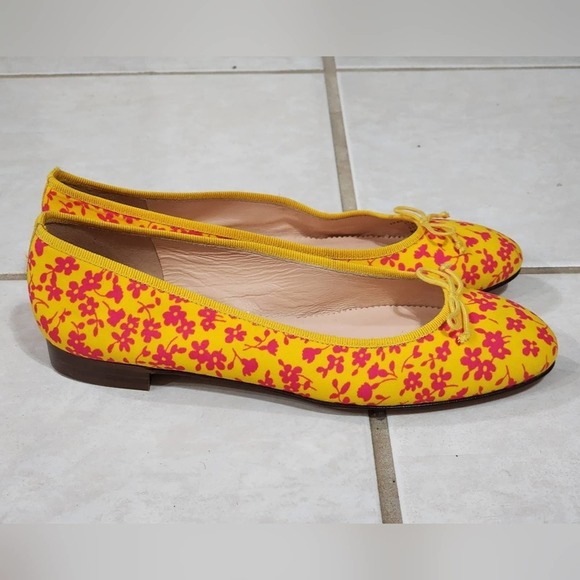 J.‎ Crew Kiki Yellow Neon Saffron Briar Floral Bouquet Ballet Flat Shoes 6 - Picture 3 of 9